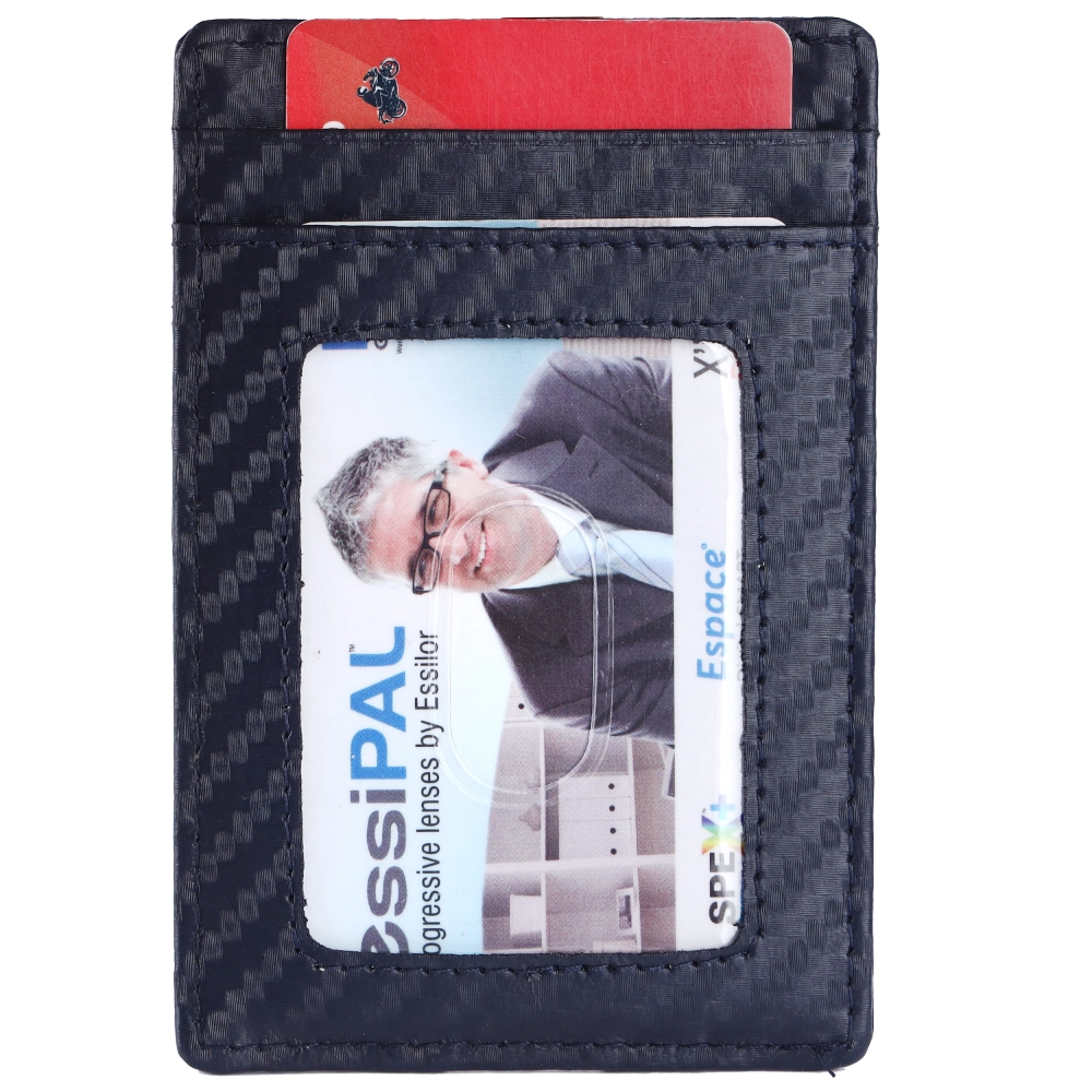 Brooklyn Bridge Genuine Leather Slim Wallet for Men – Carbon Fiber RFID Minimalist Front Pocket Card Holder-BB-CH-788-CW-BL-CFL-YS-BLUE 1