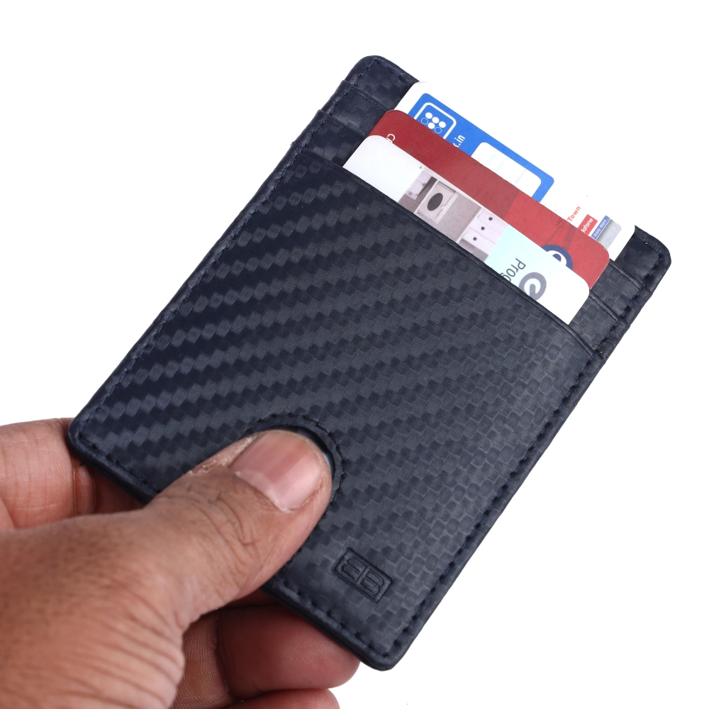 Brooklyn Bridge Genuine Leather Slim Wallet for Men – Carbon Fiber RFID Minimalist Front Pocket Card Holder-BB-CH-788-CW-BL-CFL-YS-BLUE 1