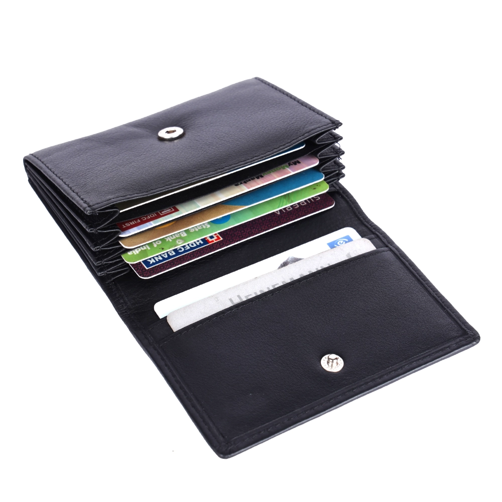 Brooklyn Bridge Slim Genuine Leather RFID Card Holder Wallet for Men & Women - Compact Travel Money Organizer-BB-CH-790-CW-FG-NL-YS-BLACK 1