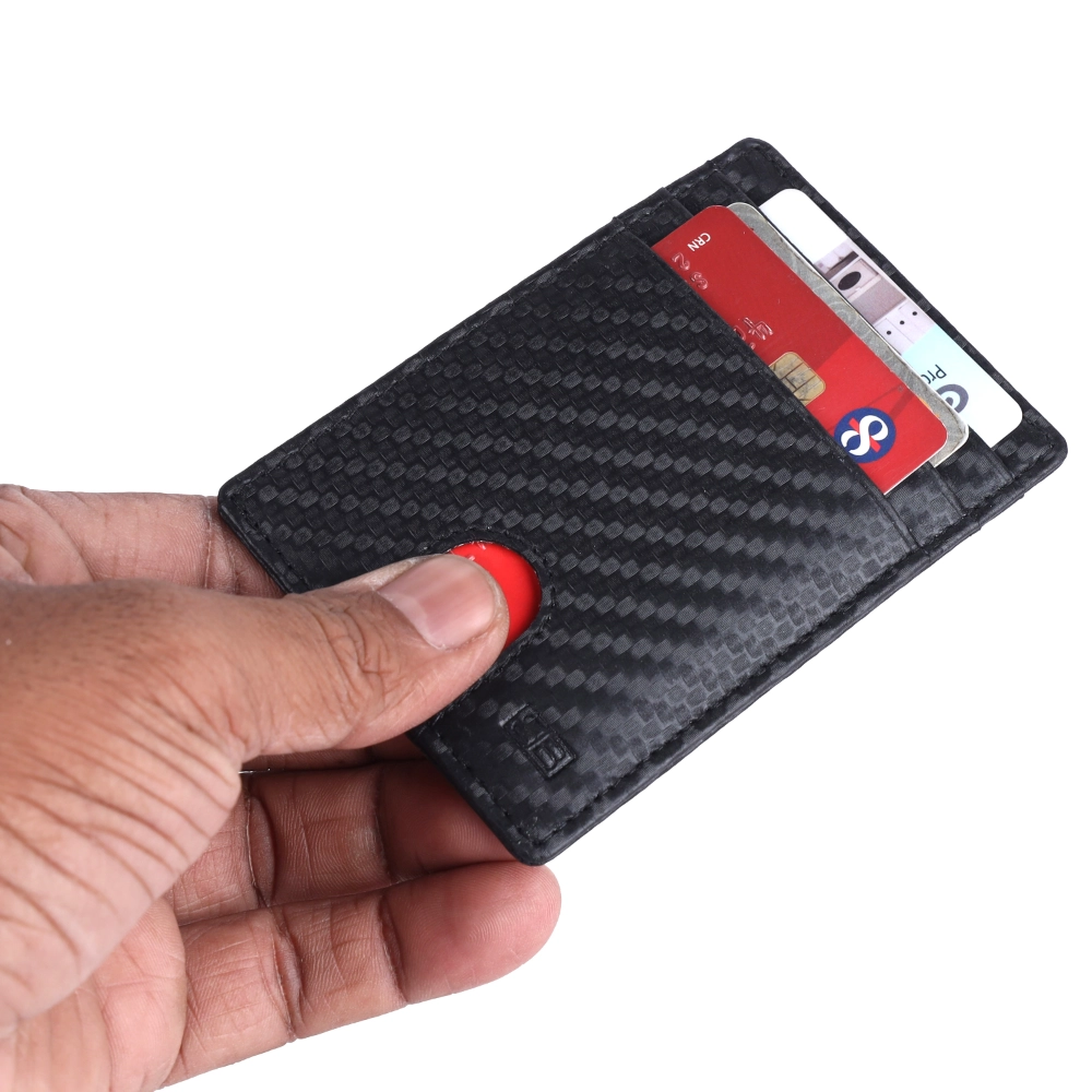 Brooklyn Bridge Genuine Leather Slim Wallet for Men – Carbon Fiber RFID Minimalist Front Pocket Card Holder-BB-CH-788-CW-BL-CFL-YS-BLACK 1
