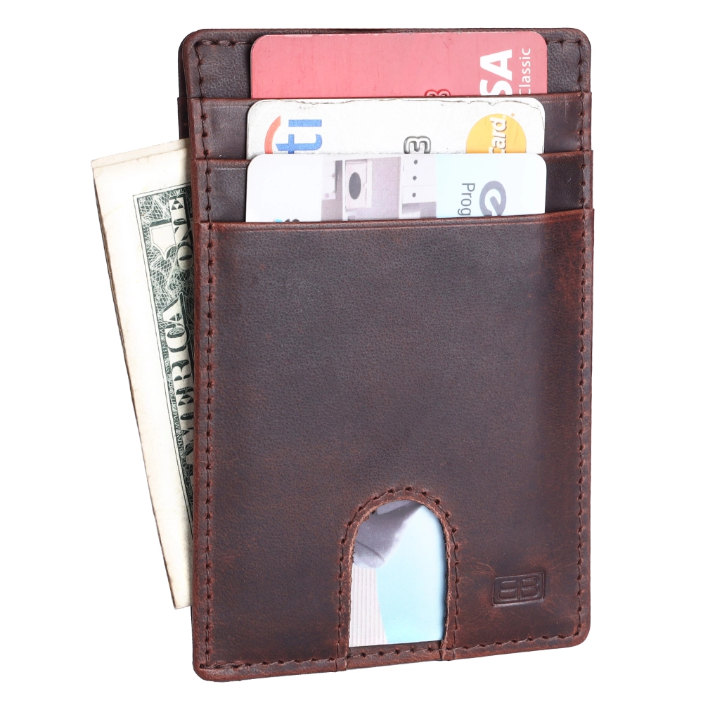Brooklyn bridge Genuine Leather Slim Wallet for Men – RFID Front Pocket Minimalist Card Holder-BB-CH-788-CW-FG-OPL-YS-BROWN 1