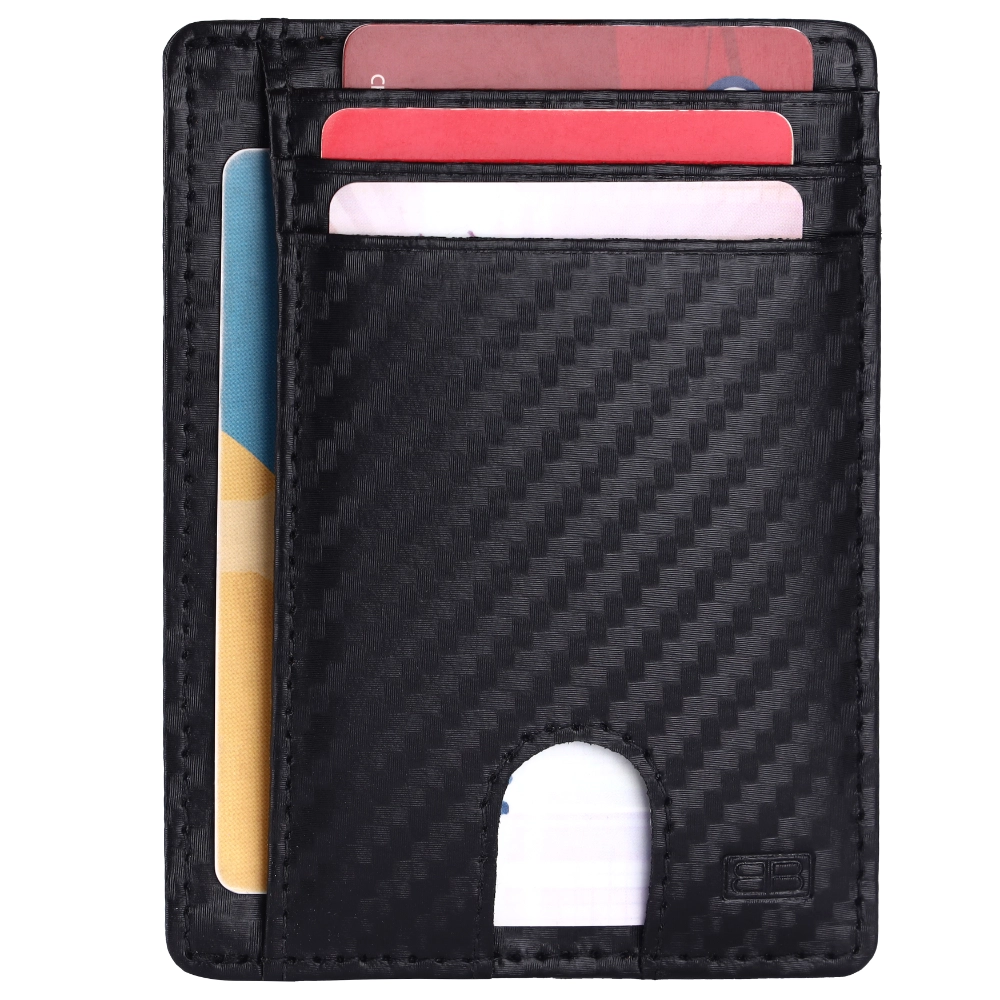 Brooklyn Bridge Genuine Leather Card Holder for Men – Slim RFID Blocking Carbon Fiber Wallet BB-CH-789-CW-BL-CFL-YS-BLACK 1