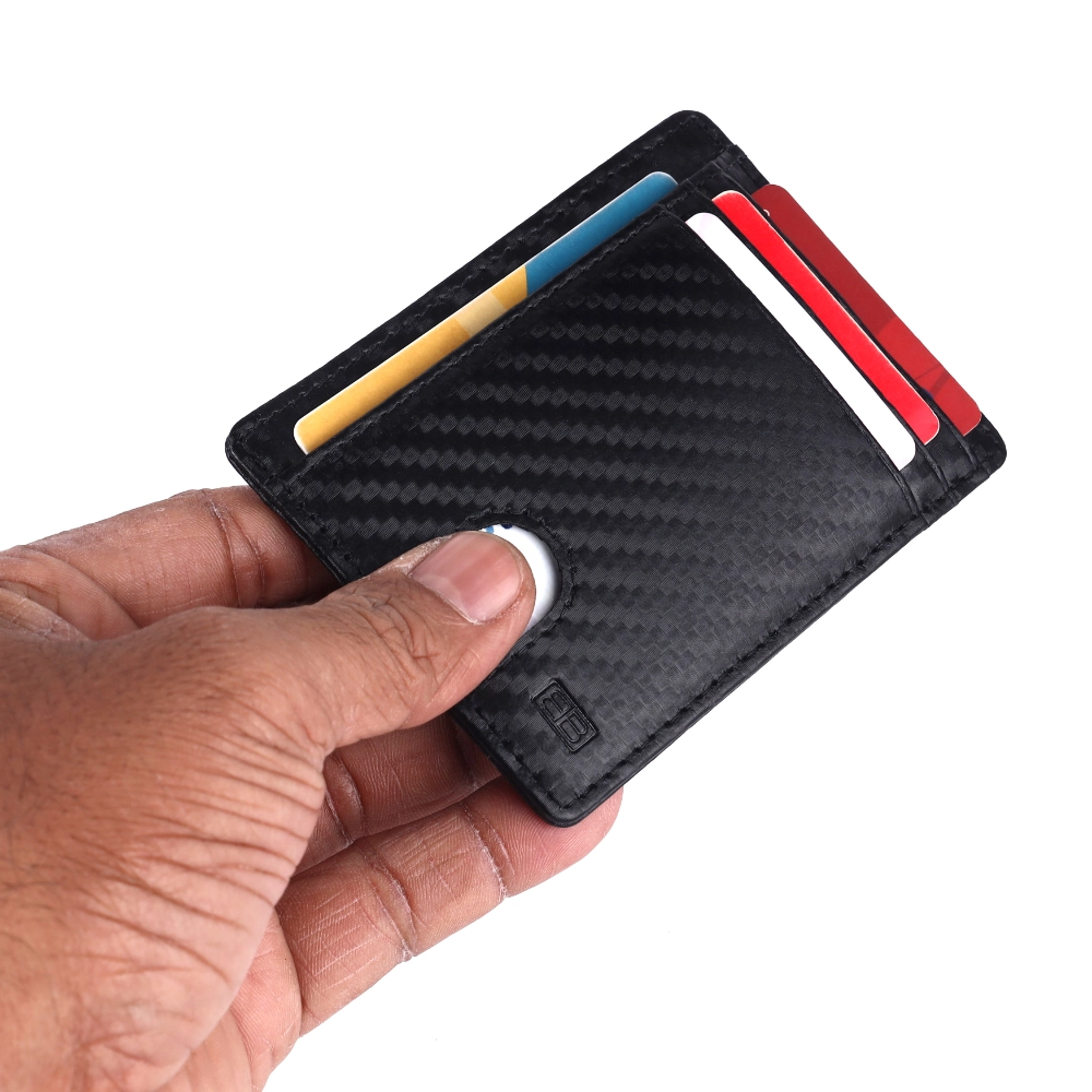 Brooklyn Bridge Genuine Leather Card Holder for Men – Slim RFID Blocking Carbon Fiber Wallet BB-CH-789-CW-BL-CFL-YS-BLACK 1