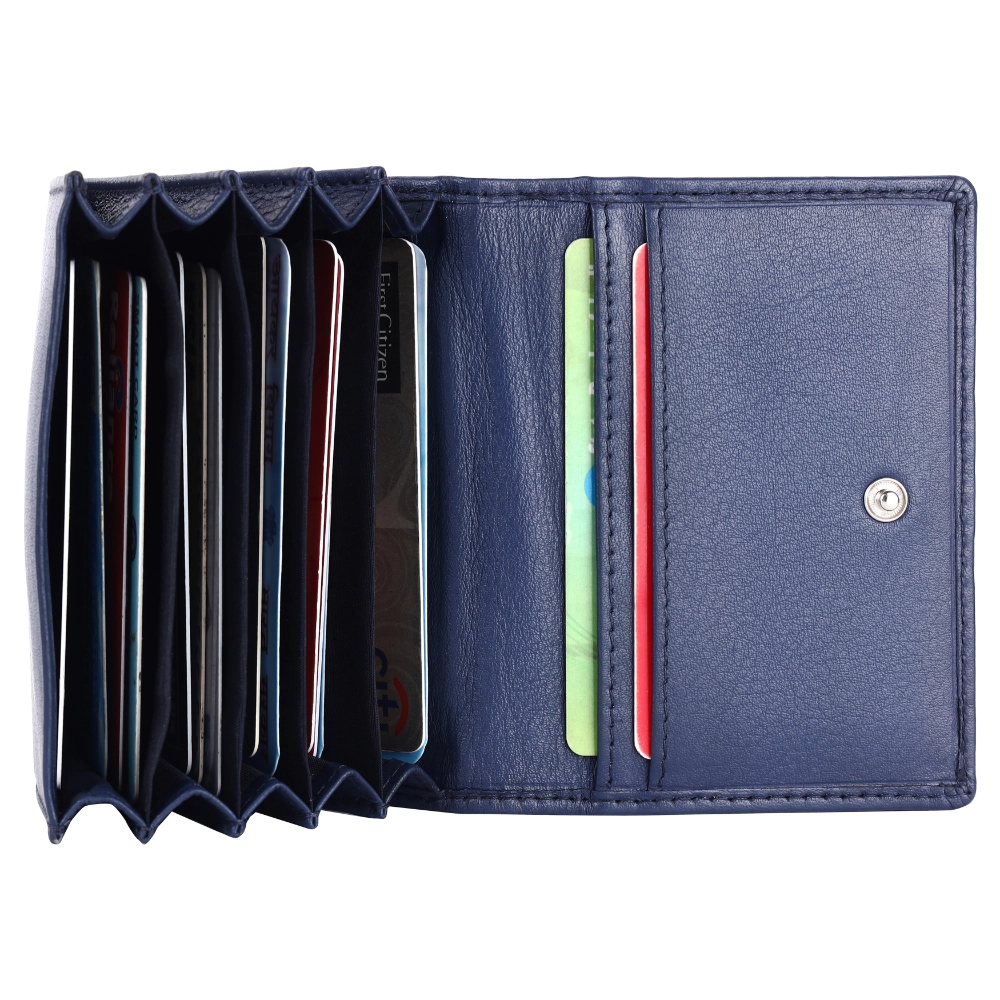 Slim Genuine Leather RFID Card Holder Wallet for Men & Women - Compact Travel Money Organizer - EG-CH-790-CW-FG-NL-YS-BLUE 1