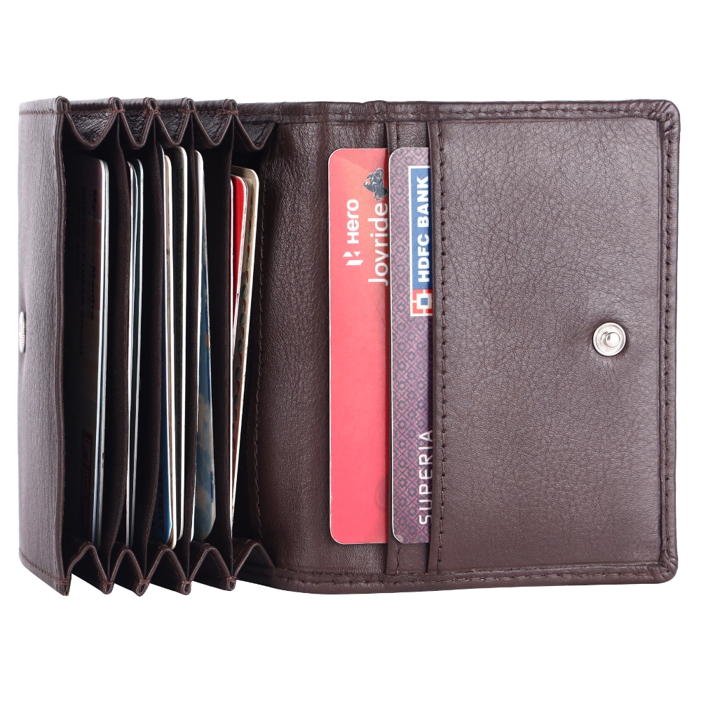 Slim Genuine Leather RFID Card Holder Wallet for Men & Women - Compact Travel Money Organizer - EG-CH-790-CW-FG-NL-YS-BROWN 1
