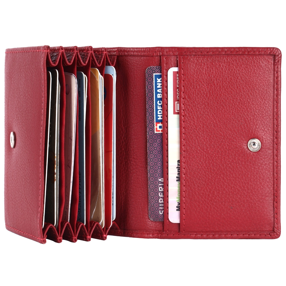 Brooklyn Bridge Slim Genuine Leather RFID Card Holder Wallet for Men & Women - Compact Travel Money Organizer-BB-CH-790-CW-FG-NL-YS-RED 1