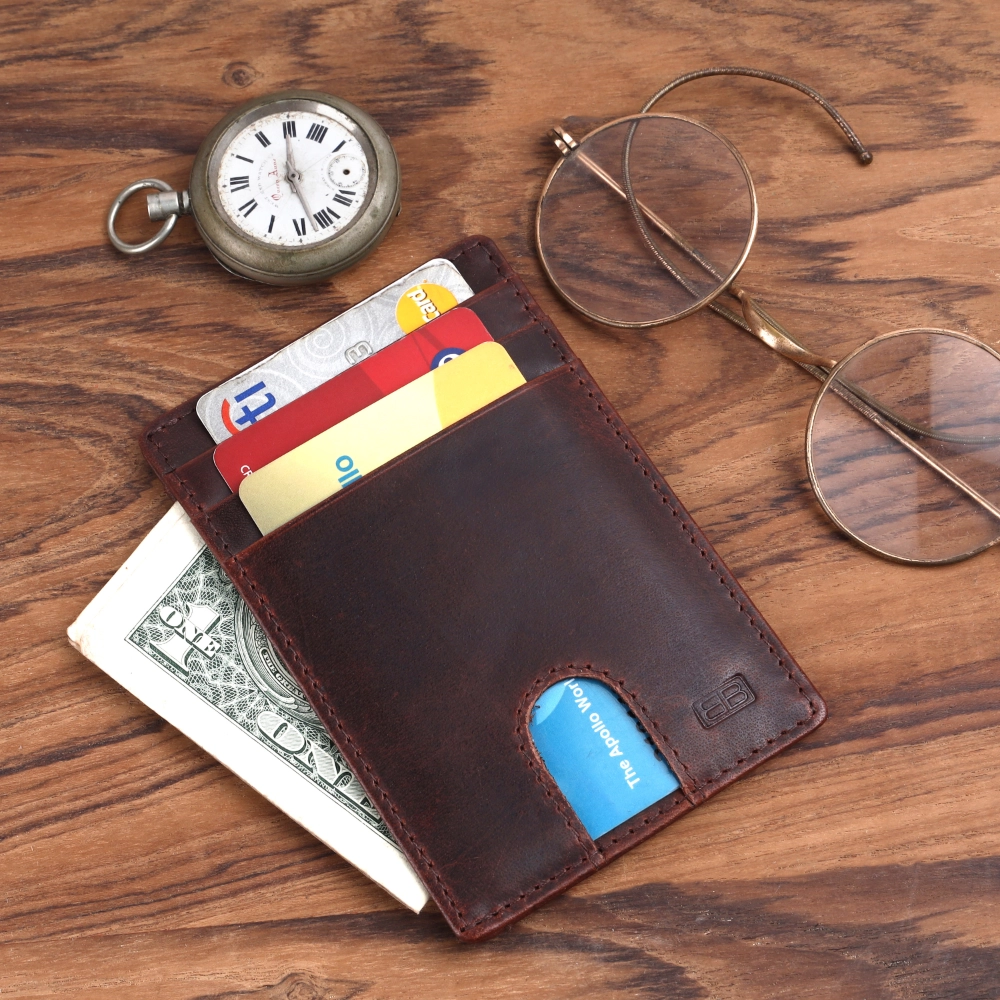 Brooklyn bridge Genuine Leather Slim Wallet for Men – RFID Front Pocket Minimalist Card Holder-BB-CH-788-CW-FG-OPL-YS-BROWN 1