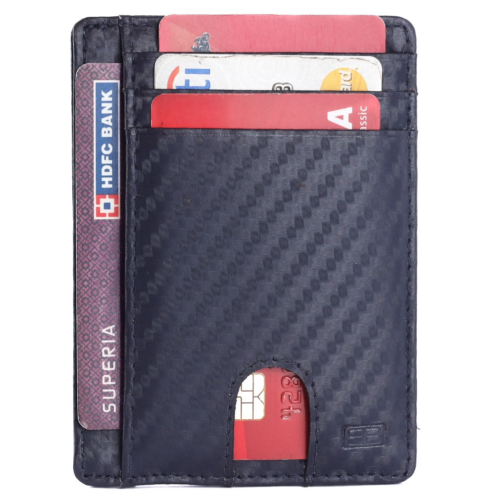 Genuine Leather Card Holder for Men – Slim RFID Blocking Carbon Fiber Wallet - Image 2