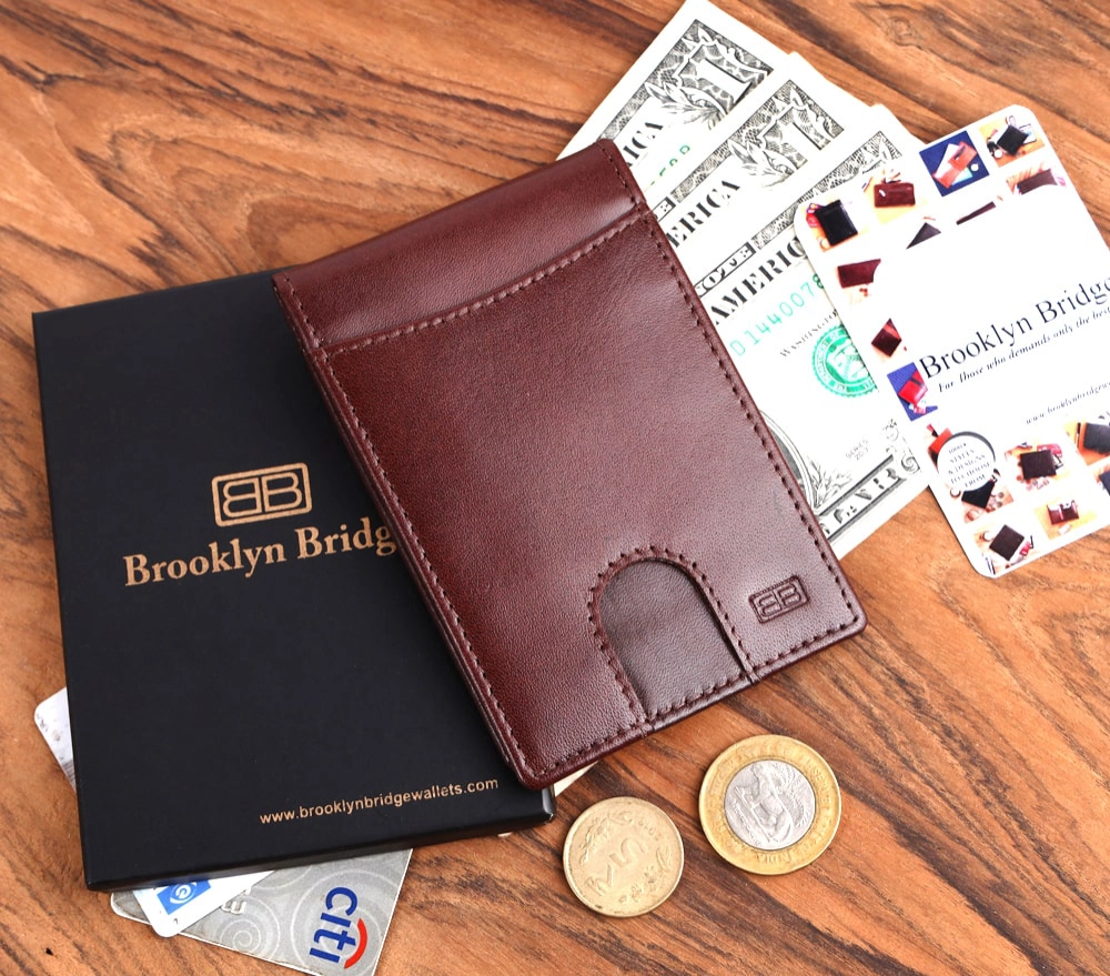 RFID Protected Leather Money Clip Wallet for Men | Slim