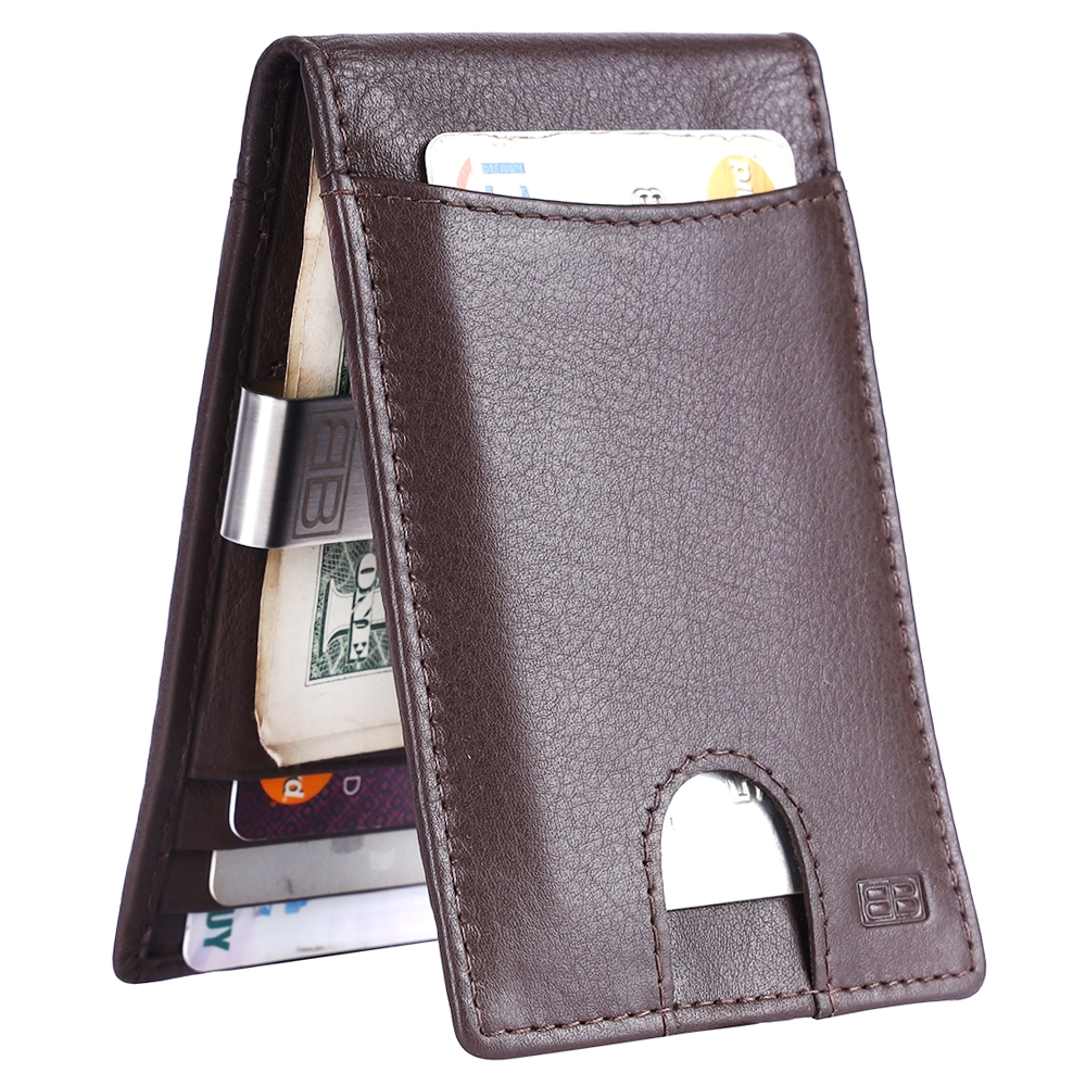 Slim RFID Protected Money Clip Wallet in Genuine Leather - Image 2