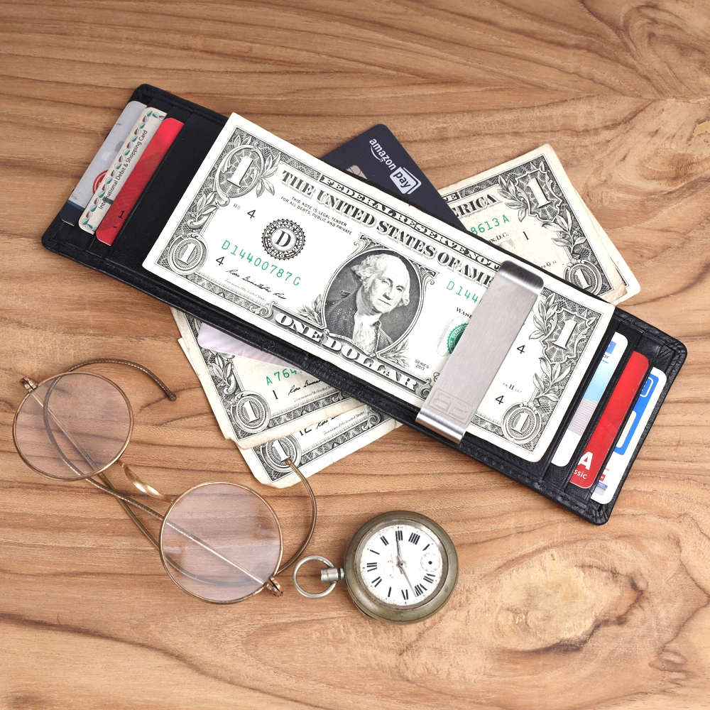 Slim RFID Protected Money Clip Wallet in Genuine Leather - Image 6