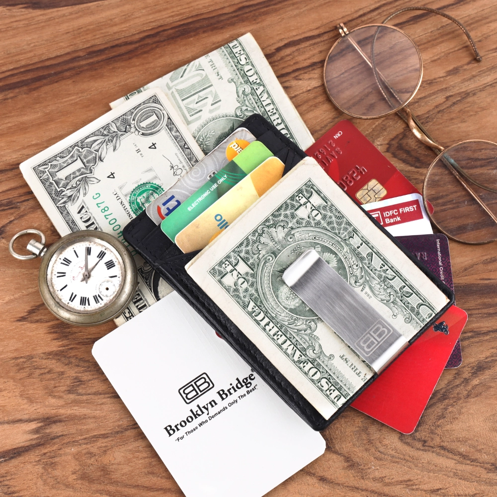 RFID Blocking Card Holder Wallet with Metal Money Clip - Image 5