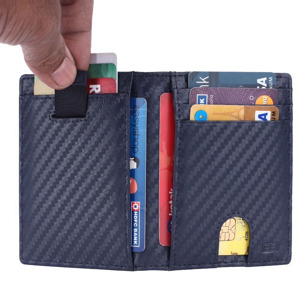 RFID Protected Pull Strap Leather Card Holder Wallet - Image 4