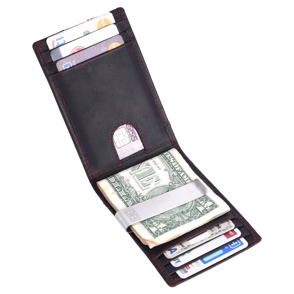 RFID Protected Men's Leather Money Clip Card Holder - Image 3