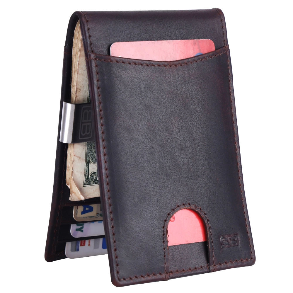 RFID Protected Men's Leather Money Clip Card Holder - Image 2