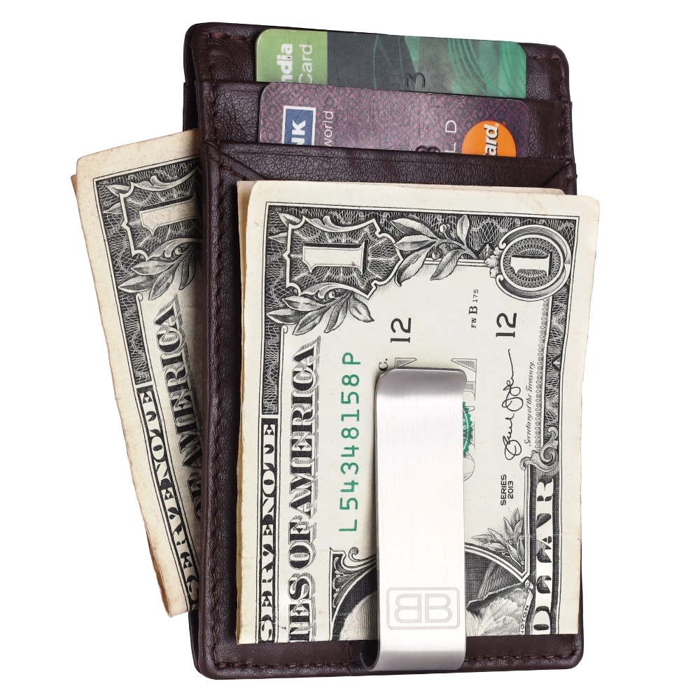 RFID Blocking Card Holder Wallet with Metal Money Clip - Image 2