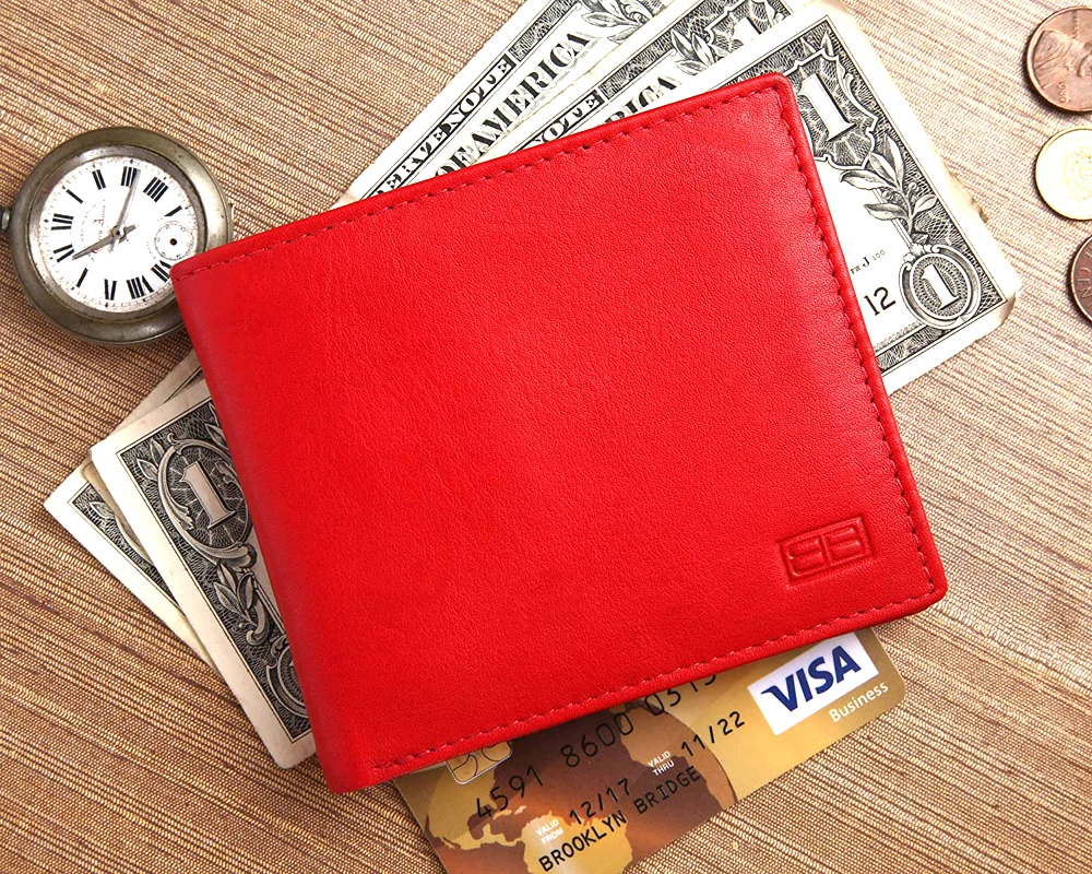 RFID Safe Men’s Leather Wallet with ID Window & Cash