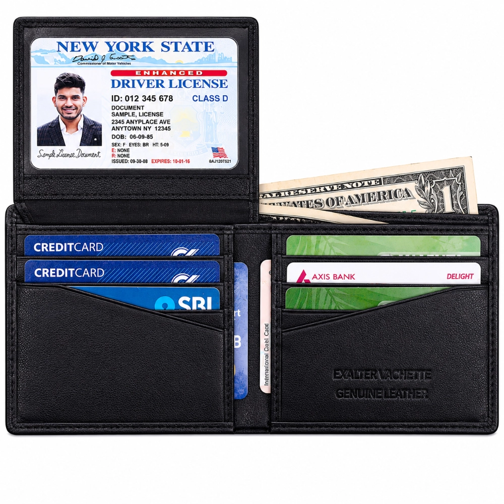 RFID Protected Leather ID Window Wallet for Men Slim Bifold - Image 8