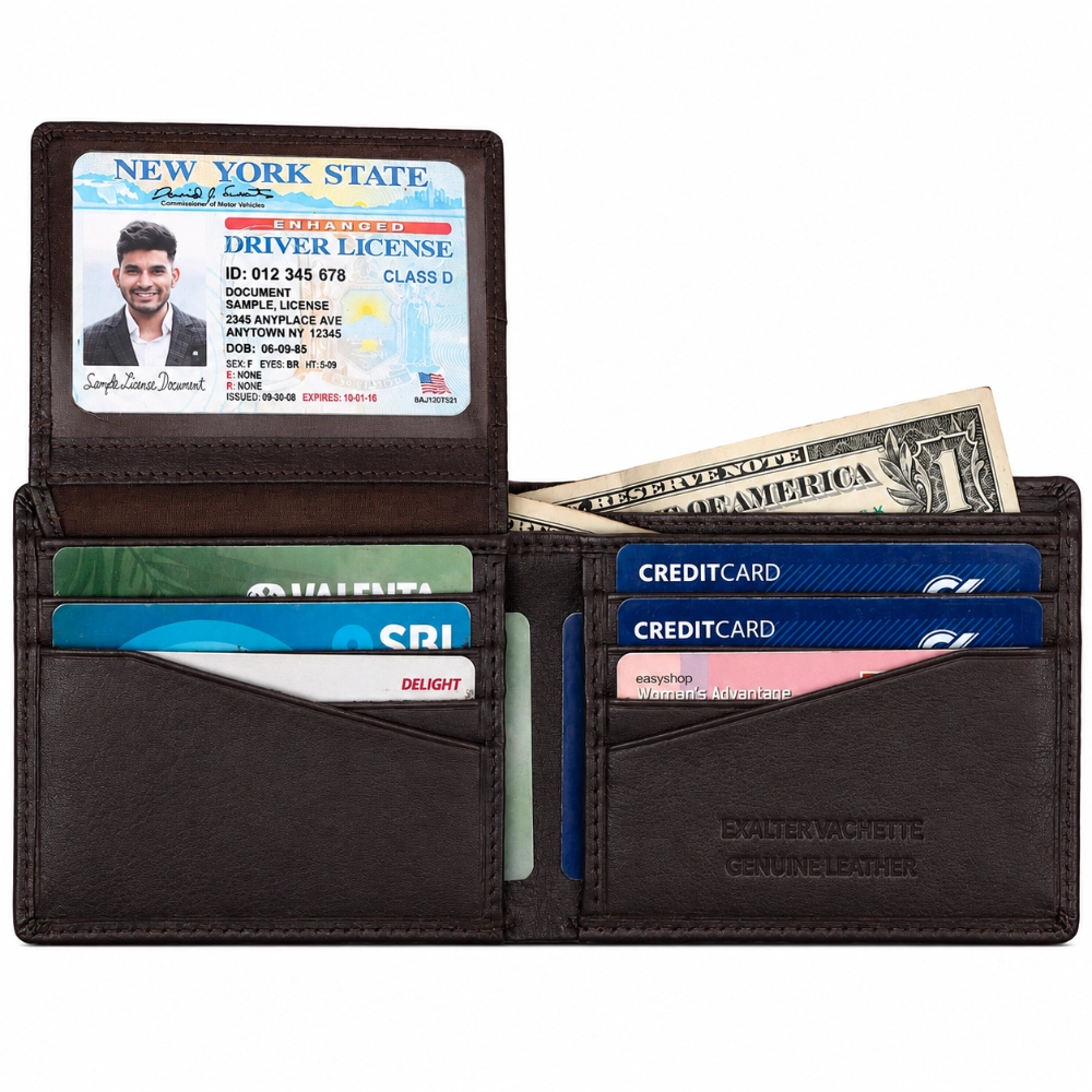RFID Protected Leather ID Window Wallet for Men Slim Bifold - Image 3