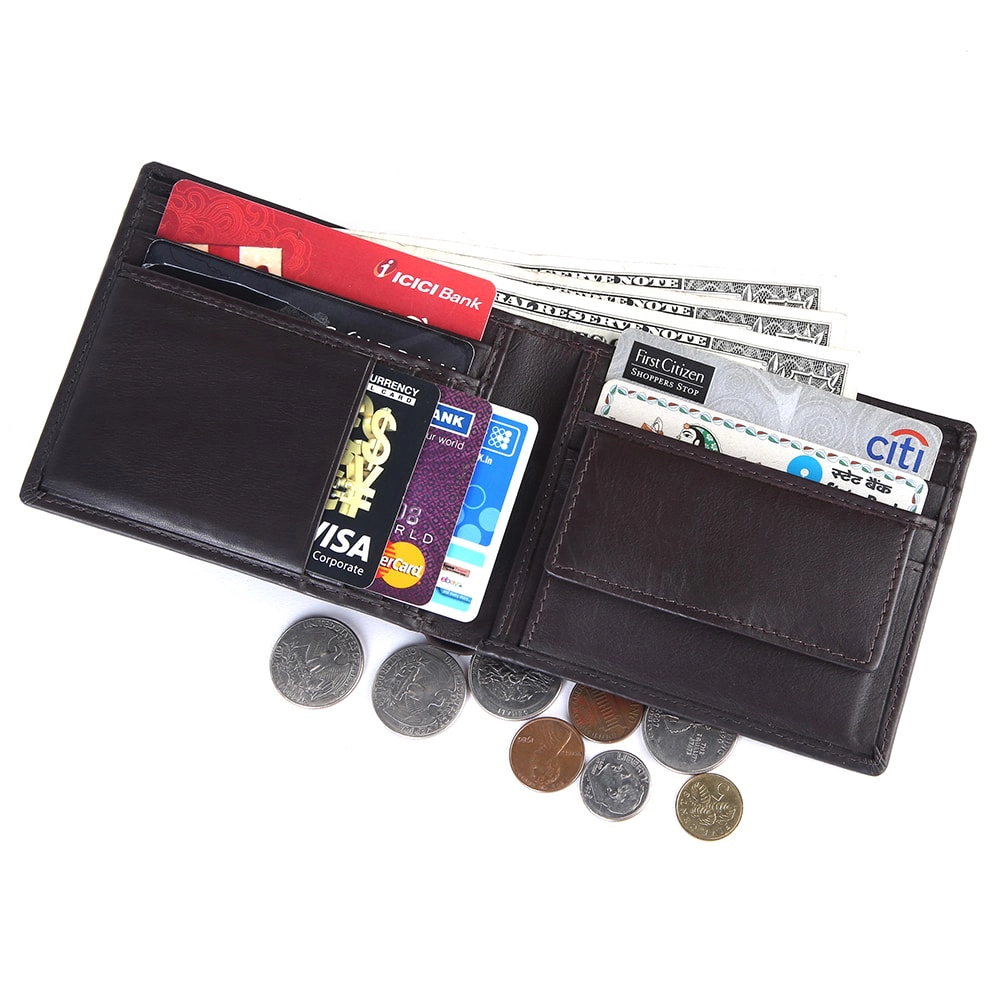 Men's RFID Protected Leather Bifold Wallet with Coin Slot - Image 6